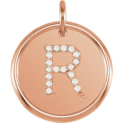 14k yellow rose white gold genuine diamond uppercase letter r initial alphabet pendant charm custom made to order personalized engraved
