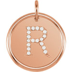 將圖片載入圖庫檢視器 14K Yellow Rose White Gold Genuine Diamond Uppercase Letter R Initial Alphabet Pendant Charm Custom Made To Order Personalized Engraved
