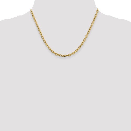 14k yellow gold 3.7mm open link cable bracelet anklet necklace pendant chain