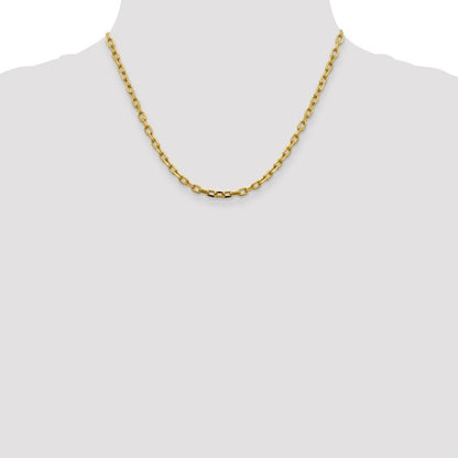 14k yellow gold 3.7mm open link cable bracelet anklet necklace pendant chain