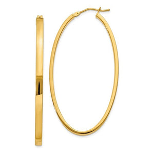 14k Yellow Gold Classic Large Oval Hoop Earrings 55mm x 40mm x 3mm