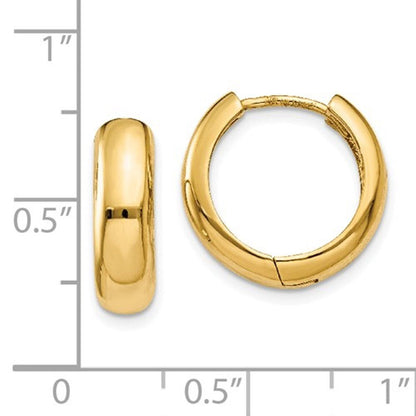 14k yellow gold classic huggie hinged hoop earrings 15mm x 15mm x 4mm