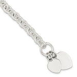 Load image into Gallery viewer, Sterling Silver Double Heart Tag Fancy Link Toggle Bracelet Necklace Custom Engraved Personalized Monogram

