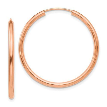 14k rose gold classic endless round hoop earrings 28mm x 2mm
