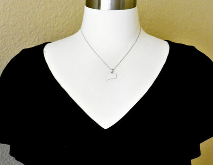 14k gold or sterling silver connecticut ct state map pendant charm personalized monogram