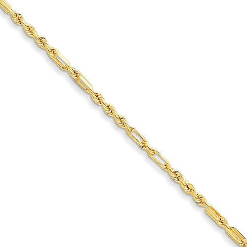 14k yellow gold 2.5mm diamond cut milano rope bracelet anklet necklace pendant chain