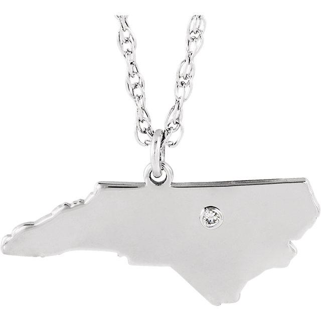 14k 10k yellow rose white gold diamond silver north carolina nc state map personalized city necklace