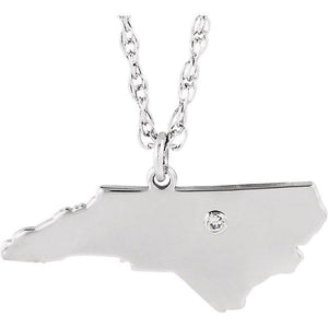 14k 10k Yellow Rose White Gold Diamond Silver North Carolina NC State Map Personalized City Necklace