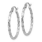 Afbeelding in Gallery-weergave laden, 14K White Gold Twisted Modern Classic Round Hoop Earrings 25mm x 2mm

