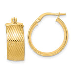 Indlæs billede til gallerivisning 14K Yellow Gold Textured Modern Contemporary Round Hoop Earrings

