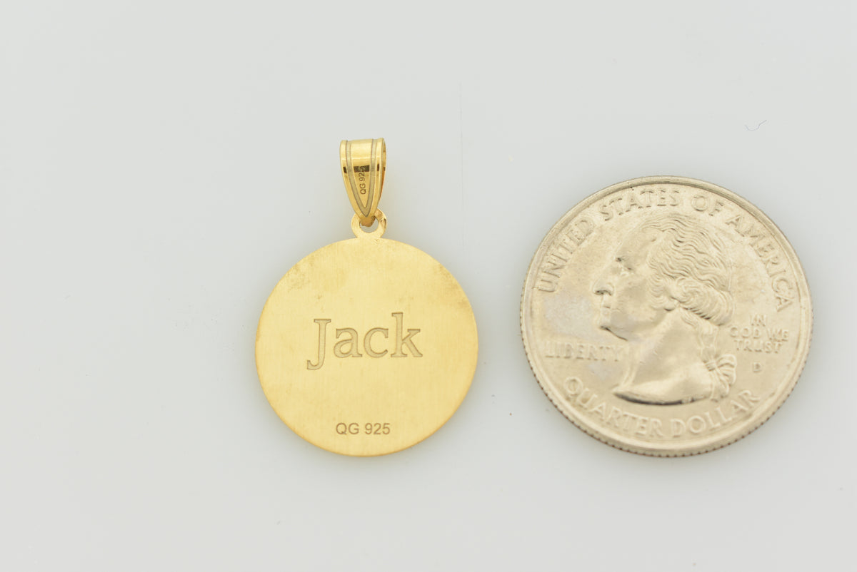 14k 10k gold sterling silver baseball personalized engraved pendant