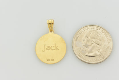 14k 10k gold sterling silver baseball personalized engraved pendant