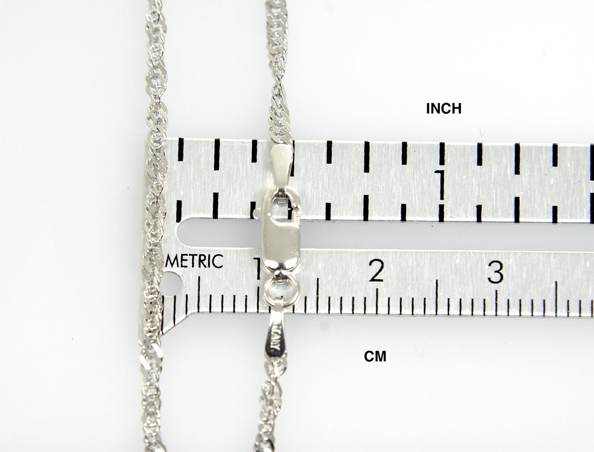 14k white gold 1.9mm singapore twisted bracelet anklet choker necklace pendant chain