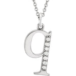 Load image into Gallery viewer, 14K Yellow Rose White Gold .04 CTW Diamond Tiny Petite Lowercase Letter Q Initial Alphabet Pendant Charm Necklace
