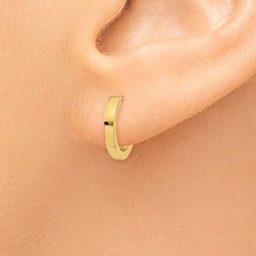 14k yellow gold classic huggie hinged hoop earrings 11mm x 2mm