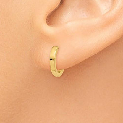 14k yellow gold classic huggie hinged hoop earrings 11mm x 2mm