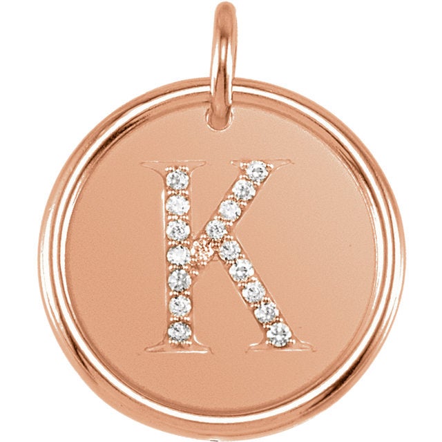 14k yellow rose white gold genuine diamond uppercase letter k initial alphabet pendant charm custom engraved personalized