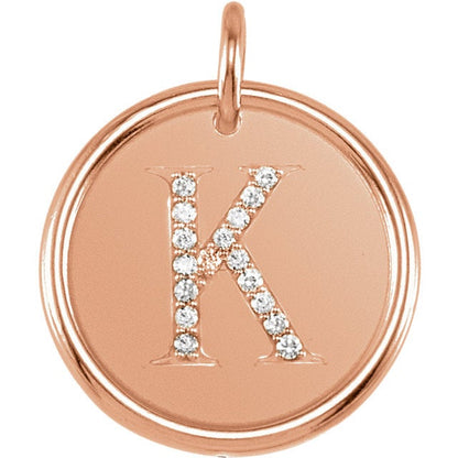 14k yellow rose white gold genuine diamond uppercase letter k initial alphabet pendant charm custom engraved personalized