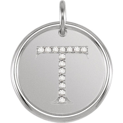 14k yellow rose white gold genuine diamond uppercase letter t initial alphabet pendant charm custom made to order personalized engraved