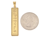 將圖片載入圖庫檢視器 14k 10k Yellow White Gold Sterling Silver Egyptian Hieroglyphics Alphabet Rectangle Pendant Charm Personalized Engraved
