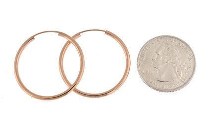 14k rose gold classic endless round hoop earrings 28mm x 2mm