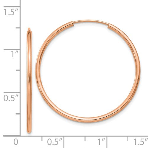 14k rose gold classic endless round hoop earrings 30mm x 1.5mm