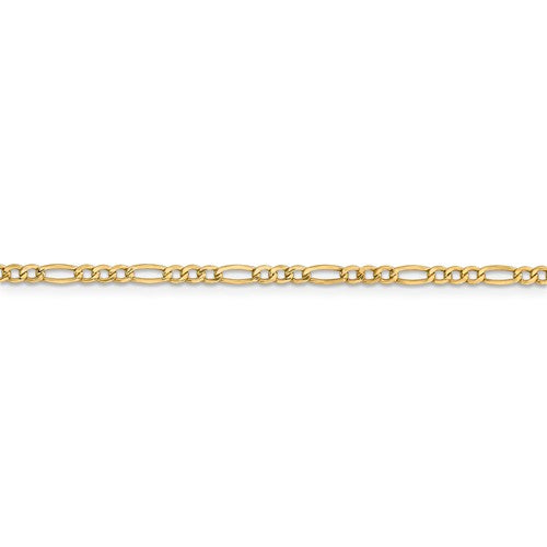14k yellow gold 2.5mm lightweight figaro bracelet anklet choker necklace chain
