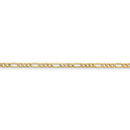 14k yellow gold 2.5mm lightweight figaro bracelet anklet choker necklace chain