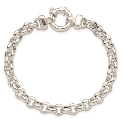 sterling silver 6mm fancy link rolo bracelet chain spring ring clasp 7.5 inches