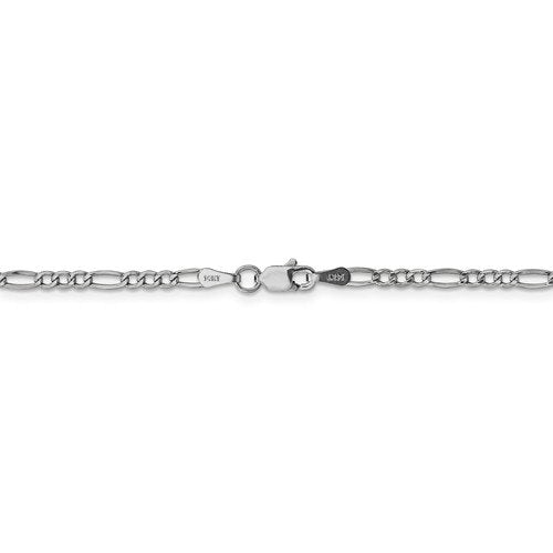 14k white gold 2.5mm lightweight figaro bracelet anklet choker necklace pendant chain