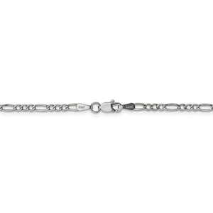 14K White Gold 2.5mm Lightweight Figaro Bracelet Anklet Choker Necklace Pendant Chain