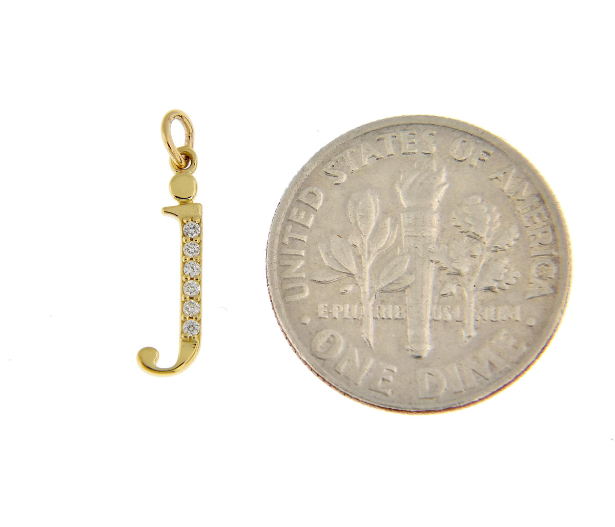 14k yellow rose white gold .025 ctw diamond tiny petite lowercase letter j initial alphabet pendant charm necklace