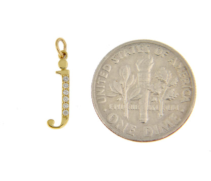 14k yellow rose white gold .025 ctw diamond tiny petite lowercase letter j initial alphabet pendant charm necklace