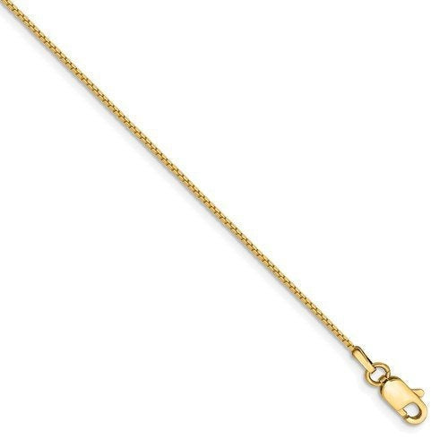 14k yellow gold 0.90mm box bracelet anklet choker necklace pendant chain lobster clasp