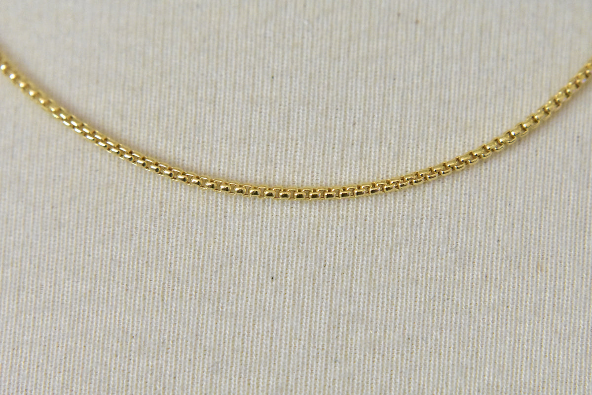 14k yellow gold 1.5mm round box bracelet anklet choker necklace pendant chain lobster clasp