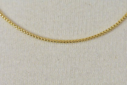 14k yellow gold 1.5mm round box bracelet anklet choker necklace pendant chain lobster clasp