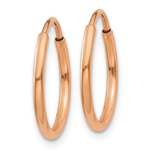 14k rose gold classic endless round hoop earrings 13mm x 1.25mm