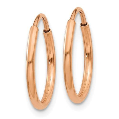 14k rose gold classic endless round hoop earrings 13mm x 1.25mm