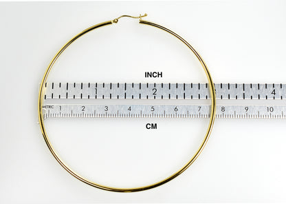 14k yellow gold classic round extra large hoop earrings 73mm x 2mm