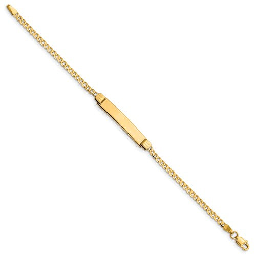 14k yellow gold baby children's engravable id curb link bracelet 6 inches personalized