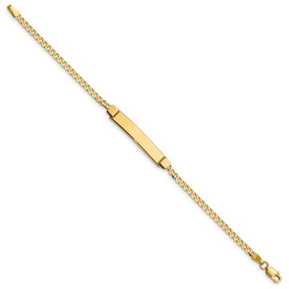 14k yellow gold baby children's engravable id curb link bracelet 6 inches personalized