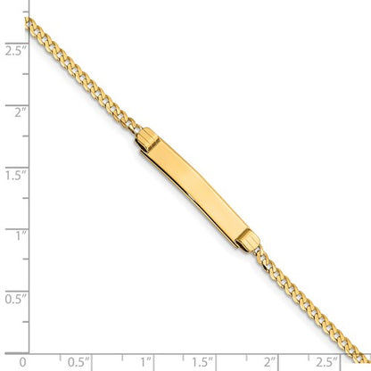 14k yellow gold baby children's engravable id curb link bracelet 6 inches personalized