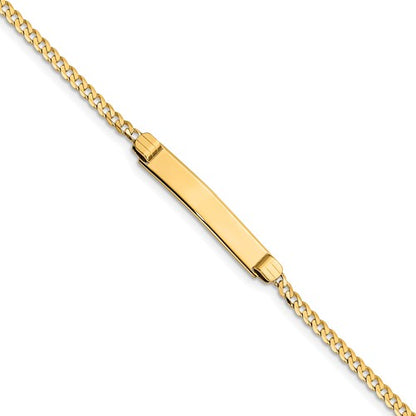 14k yellow gold baby children's engravable id curb link bracelet 6 inches personalized