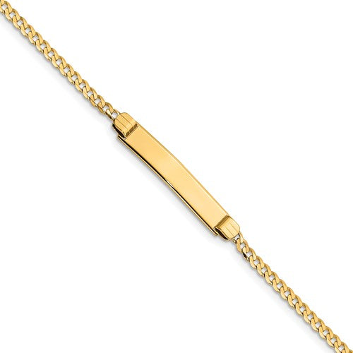 14k yellow gold baby children's engravable id curb link bracelet 6 inches personalized