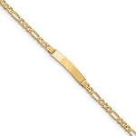 Lade das Bild in den Galerie-Viewer, 14k Yellow Gold Pave Figaro Link ID Bracelet Engraved 6 inches - BringJoyCollection
