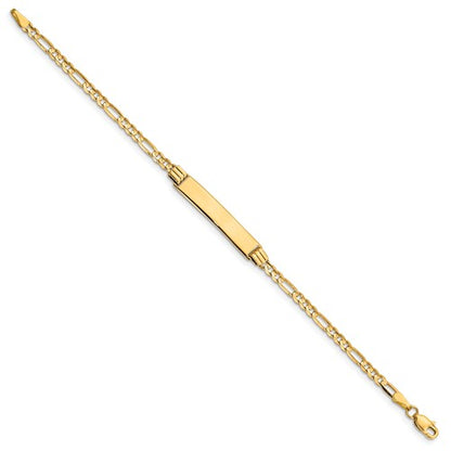 14k yellow gold baby child id figaro link name bracelet engraved 6 inches