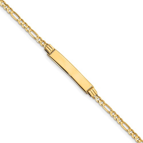 14k Yellow Gold Baby Child ID Figaro Link Name Bracelet Engraved 6 inches