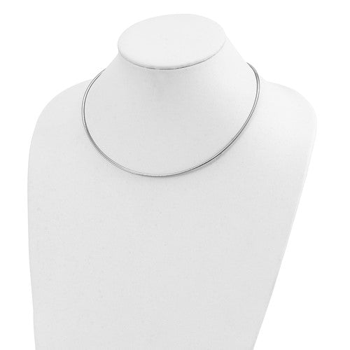 14k yellow white gold two tone 2mm reversible omega choker necklace pendant chain lobster clasp 18 inches