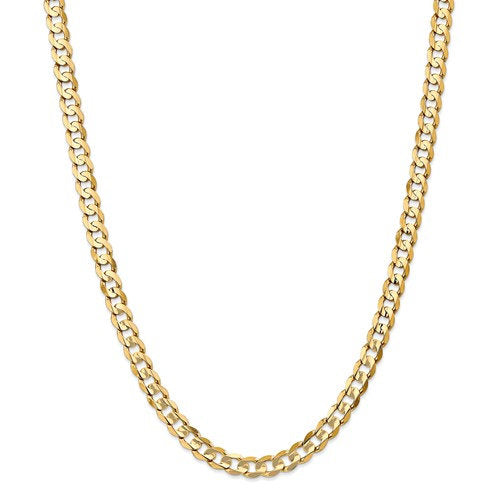 14K Yellow Gold 6.75mm Open Concave Curb Bracelet Anklet Choker Necklace Pendant Chain