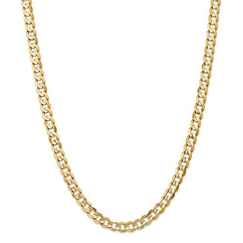 14k yellow gold 6.75mm open concave curb bracelet anklet choker necklace pendant chain